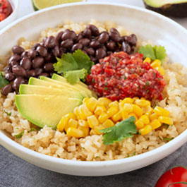 Mexico-bowl with cauliflower rice and tomato salsa