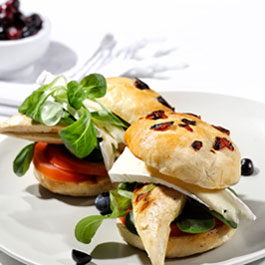 French style chicken and Brie burger with blueberry chutney