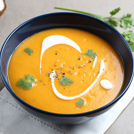Red curried sweet potato soup with coconut milk