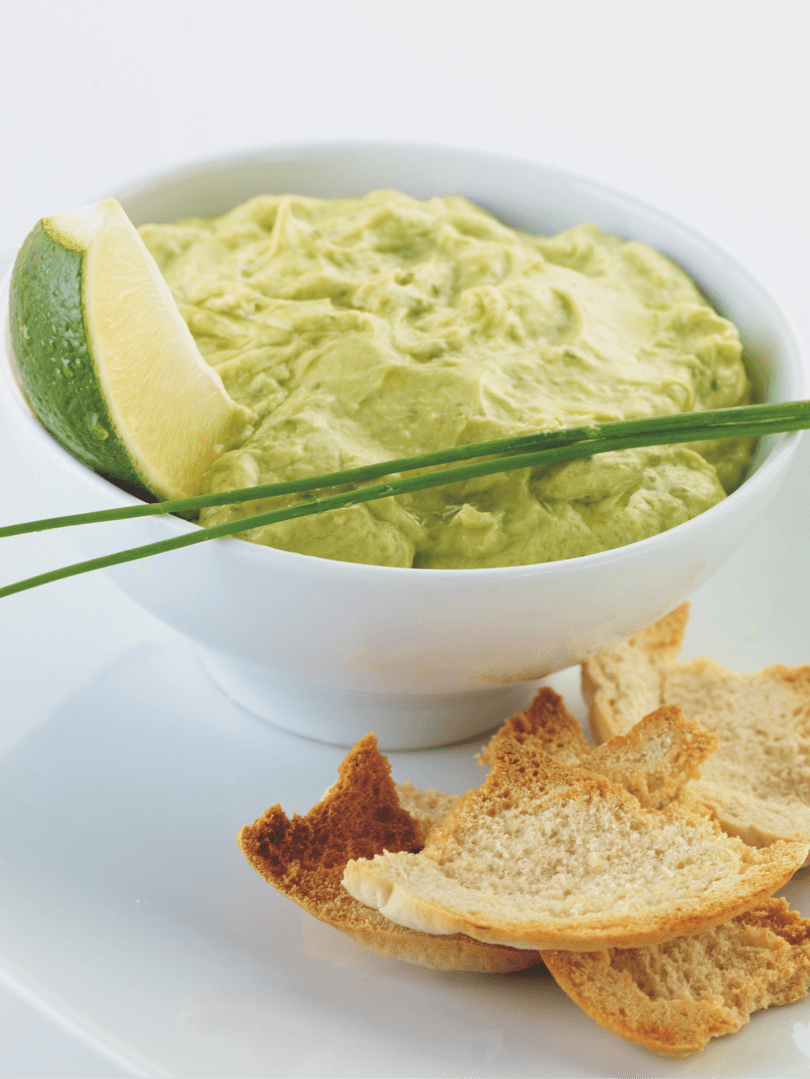 Avocado and lime dip with pitta crisps